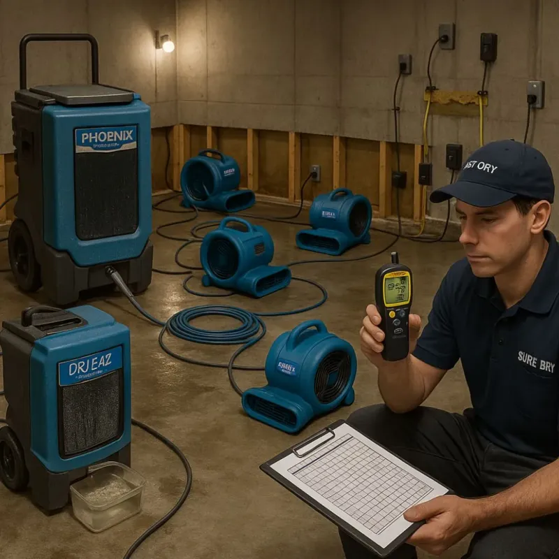 Structural Drying and Dehumidification process in La Habra Heights, CA